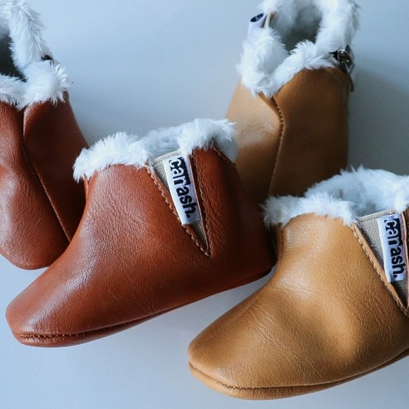 BLACK BABY TODDLER GIRL LEATHER BOOTS W. FAUX FUR - Picture 2 of 2